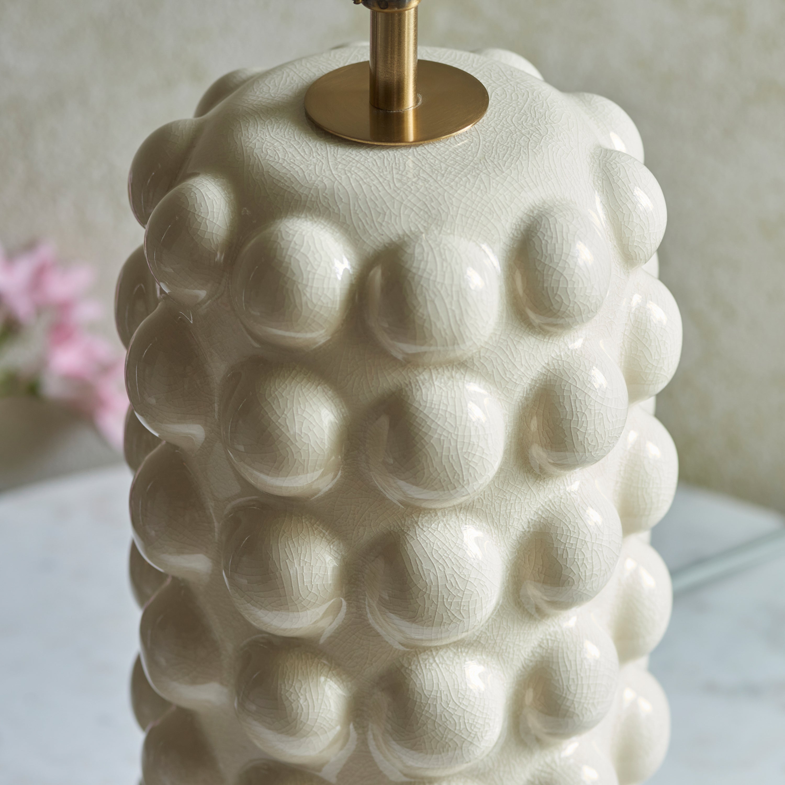 Bobble White Crackle Glaze Bobble Table Lamp - Base Only